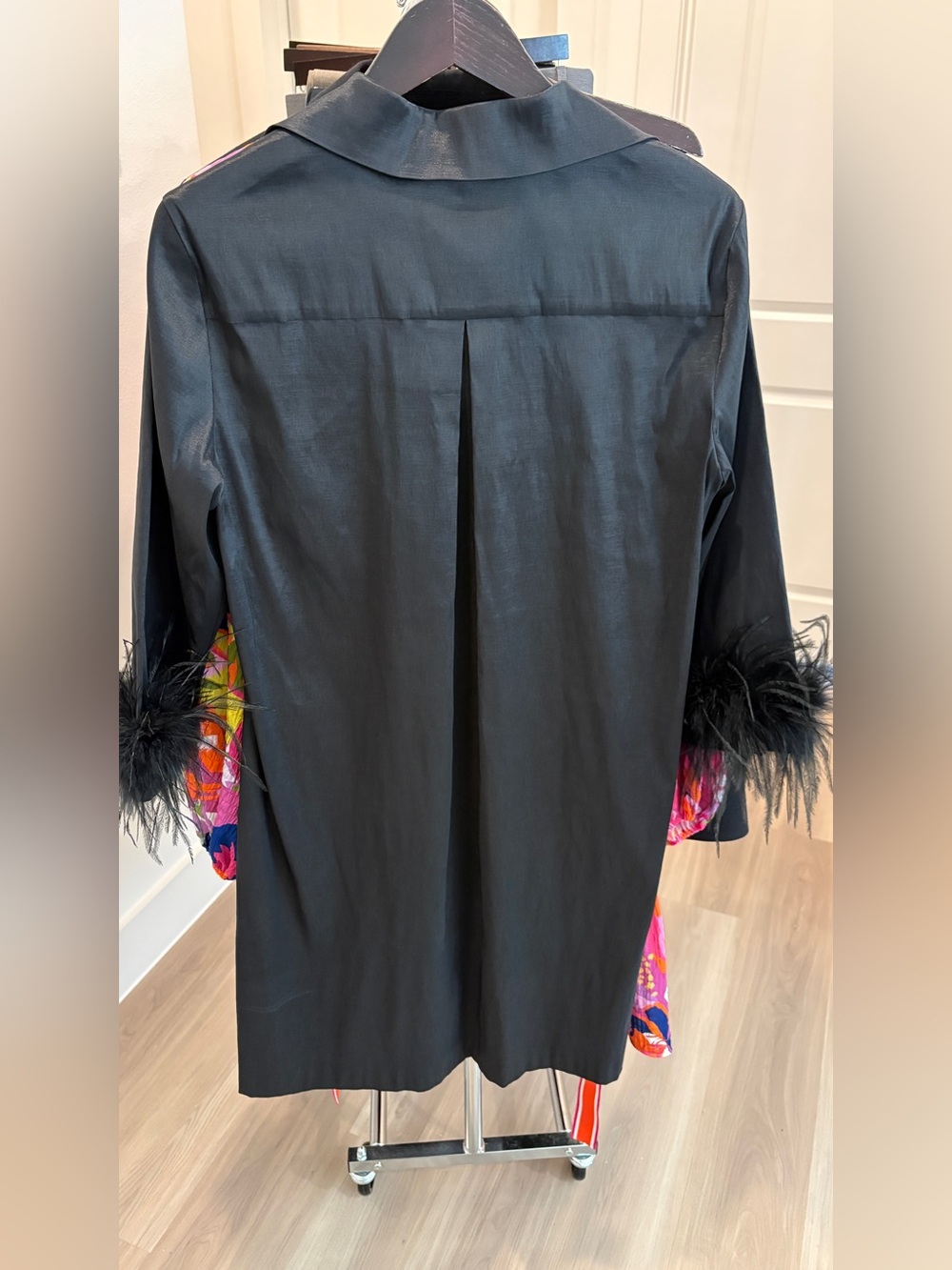 Preston and York Black A Line Feather Cuff Dress NWT Size 10 - Picture 6 of 12